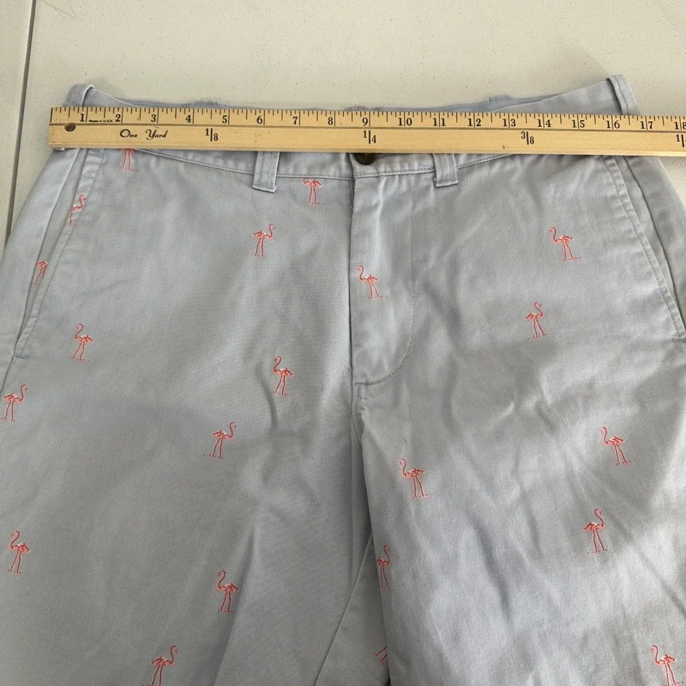 J. Crew Gramercy Shorts Mens 33W Blue‎ Flamingo Print Casual Cotton Summer